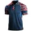 Men's American Flag Patchwork Print Polo Neck T-Shirt