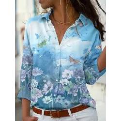 Casual Loose Floral Print Sun Protection Long Sleeve Blouse