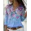 Casual Loose Floral Print Sun Protection Long Sleeve Blouse