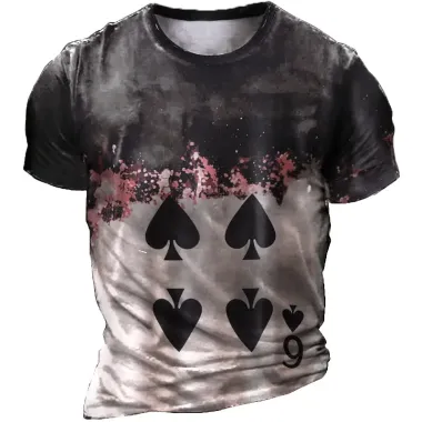 Men's Playing Cards Gradient Print T-Shirt