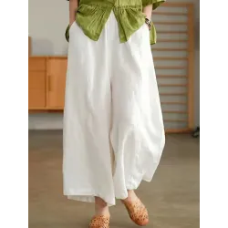 Casual Loose Solid Color Wide Leg Pants