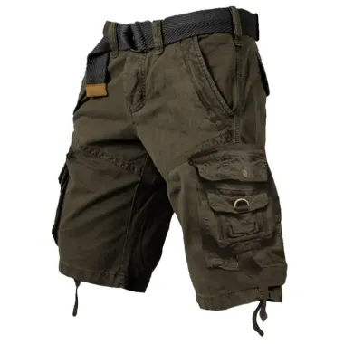 Men's Vintage Multi-pocket Drawstring Cotton Cargo Shorts