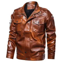 Men\'s Outdoor Retro Motorcycle Leather Jacket