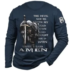 The Devil Saw Me With My Head Down And Thought He\'d Won Until I Said AMEN Men\'s Long Sleeve T-shirt