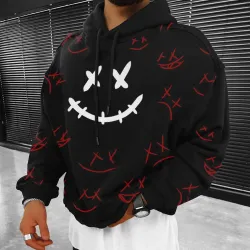 Men\'s Casual Smiley Print Sweatshirt Hoodie