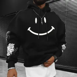 Men\'s Oversized Vintage Smiley Casual Sweatshirt