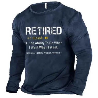 Men's Retired Print Cotton Long Sleeve T-Shirt