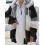 Casual Loose Contrast Plush Panel Zip Hooded Coat