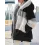 Casual Loose Contrast Plush Panel Zip Hooded Coat