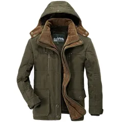 Men\'s Outdoor Multi-pocket Hooded Padded Coat