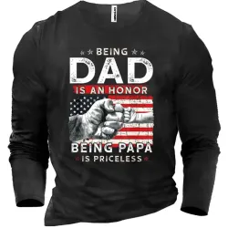 American Flag Being Dad Is An Being Papa Men\'s Cotton T-Shirt