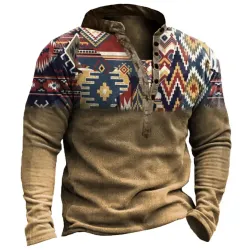 Men\'s Outdoor Ethnic Pattern Stitching Tooling Tactical Sweatshirt