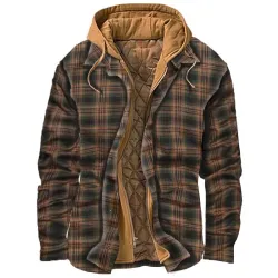 Mens Winter Plaid Thick Casual Jacket