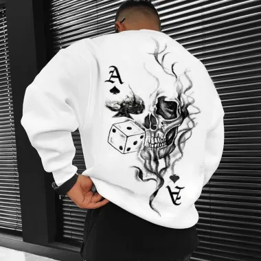 Men's Ace Of Spades Print Casual Oversized Sweatshirt