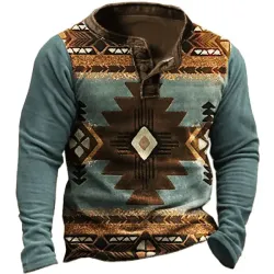 Aztec Men\'s Henley Sweatshirt