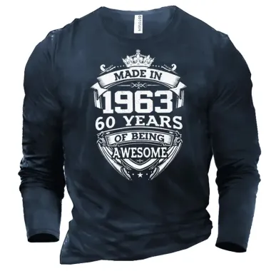 Men's Made In 1963 60 Years Of Being Awesome Printed Cotton T-Shirt