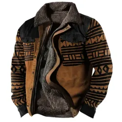 Men\'s Tribal Print Patchwork Ethnic Boho Jacket