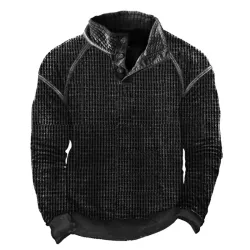 Men\'s Waffle Knit Henley Sweatshirt