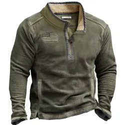 Outdoor Fleece Zippered Half Collar Tactical Men\'s Sweatshirt