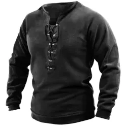 Men\'s Vintage Outdoor Tactical Lace-Up Sweatshirt