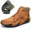 Men's Handmade Leather Non Slip Soft Sock Ankle Lace-Up Boots