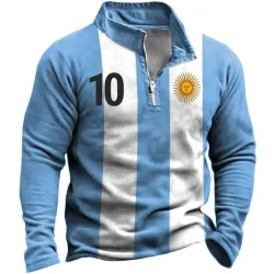 Men\'s 2022 World Cup Argentina Flag Soccer Sweatshirt