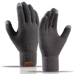 Men\'s Outdoor Fleece Warm Touch Screen Knit Gloves