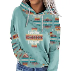 Women\'s Vintage Ethnic Print Hooded Sweatshirt