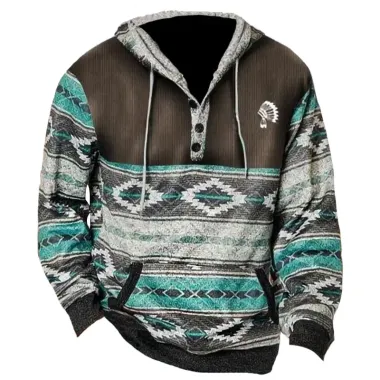 Men's Retro Western Ethnic Printed Sweatshirt