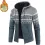 Men's Ethnic Knitted Full Zip Warm Hooded Sweater