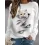 Round Neck Casual Loose Home Cat Print Sweatshirt