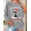 Women's Christmas Cat Print Crew Neck Sweatshirt