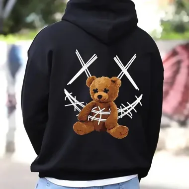 Men's Graphic Bear Print Streetwear Hoodies