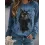 Round Neck Casual Loose Cat Print Sweatshirt