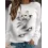 Round Neck Casual Loose Cat Print Sweatshirt