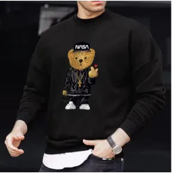 Men\'s Fashion Bear Print Crew Neck Sweatshirt