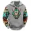 Men's Ethnic Geometric Western Cow Skull Print Hoodie