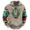 Men's Ethnic Geometric Western Cow Skull Print Hoodie