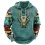 Men's Ethnic Geometric Western Cow Skull Print Hoodie