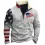 Men's American Flag Colorblock Zipper Stand Collar Sweatshirt