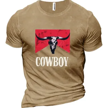 Cowboy Men's Cotton Short Sleeve T-Shirt