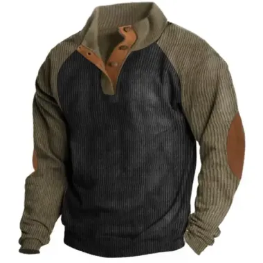 Men's Outdoor Raglan Sleeves Casual Stand Collar Sweatshirt