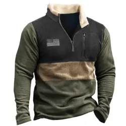 Men Outdoor Fleece Stand Collar Tactical Men\'s Sweatshirt