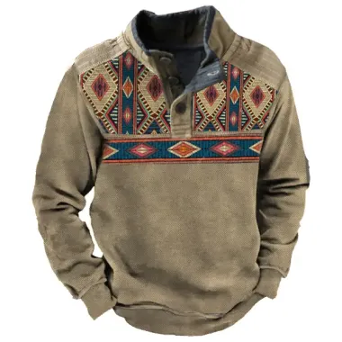 Men's Outdoor Ethnic Patterns Casual Stand Collar Sweatshirt