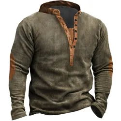 Men\'s Outdoor Tactical Henley Sweatshirt