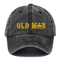 Old Man Print Men\'s Vintage Washed Hat