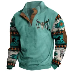 Men\'s Cowboy Stand Collar Sweatshirt