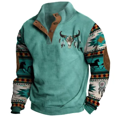 Men's Cowboy Stand Collar Sweatshirt