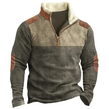 Men's Training Colorblock Lapel Sweatshirt