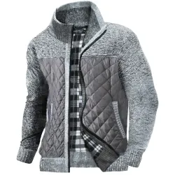 Men\'s Outdoor Warm Fleece Stand Collar Sweater Cardigan